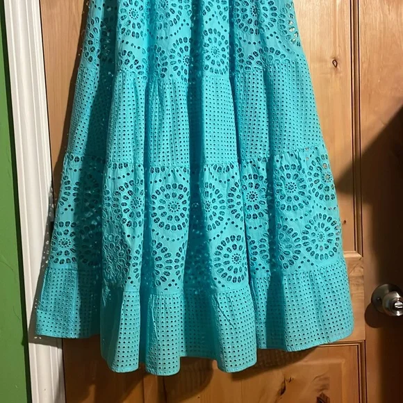 ALICE + OLIVIA Melony Sky Blue Eyelet Trim Lined Midi Skirt $560 EUC 0 - Picture 6 of 16